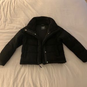 Abercrombie and Fitch Black Sherpa Puffer